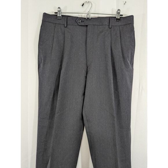 JOSEPH A. BANK! SMART CHARCOAL GRAY WOOL PLEATED FRONT, CUFFED SLACKS! SZ 36x30 - Picture 5 of 11